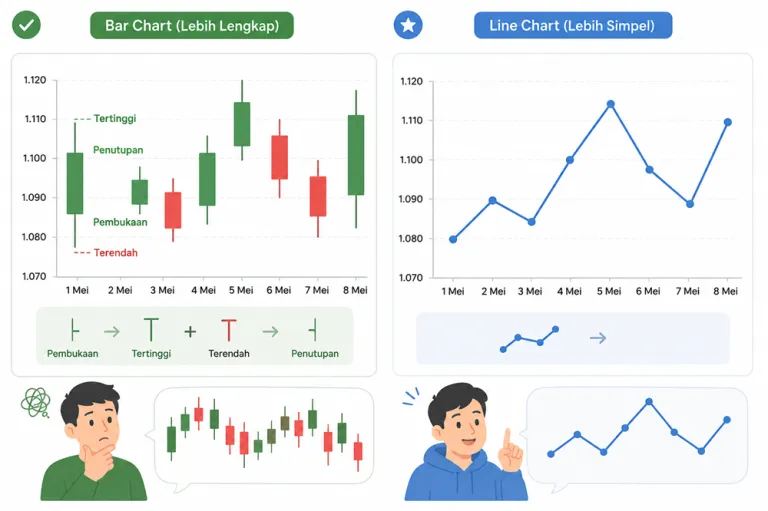 "Bar perbedaan bar dan line chart trading