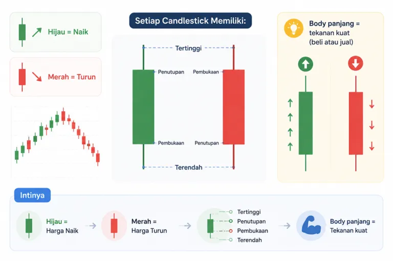 "arti perbedaan candlestick merah dan hijau