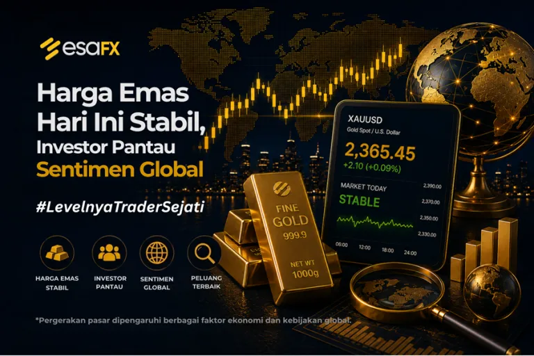 Harga Emas Hari Ini Stabil, Investor Pantau Sentimen Global