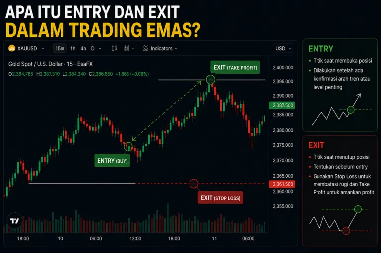 "penjelasan Ilustrasi penjelasan entry dan exit dalam trading emas