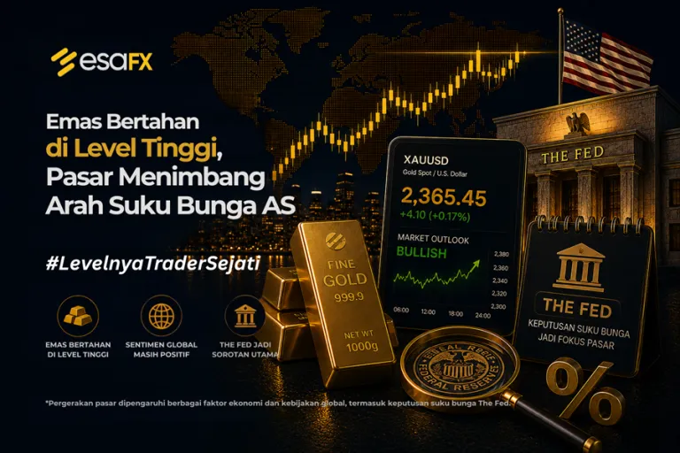 Emas Bertahan di Level Tinggi, Pasar Menimbang Arah Suku Bunga AS