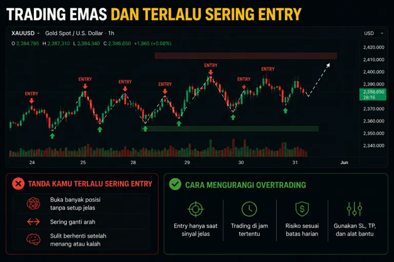 grafik ilustrasi terlalu sering entry trading emas