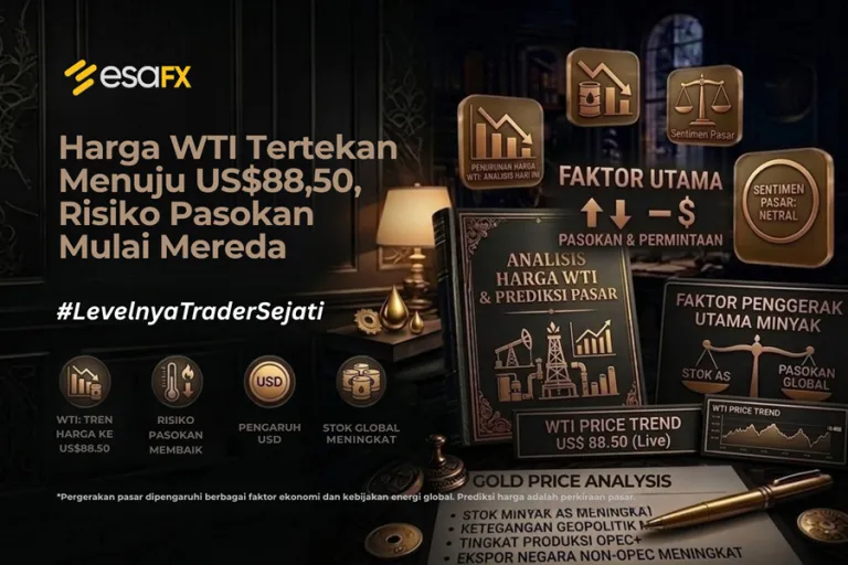 Harga WTI Tertekan Menuju US$88.50, Risiko Pasokan Mulai Mereda