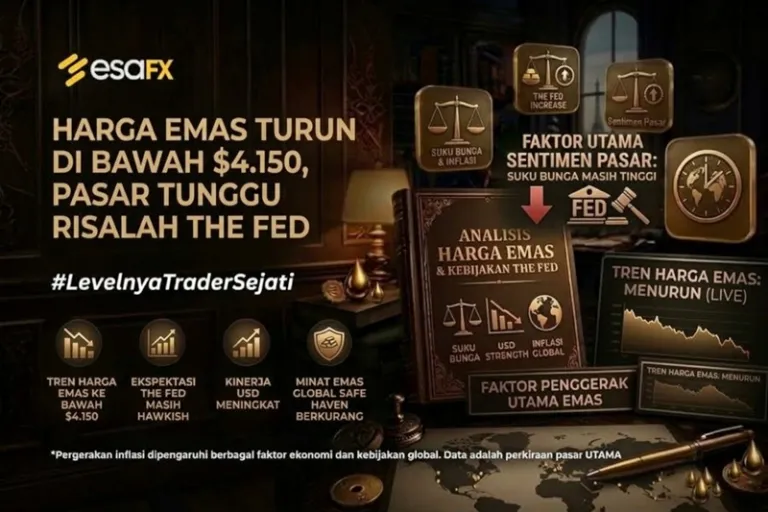Harga Emas Turun di Bawah $4.150, Pasar Tunggu Risalah The Fed