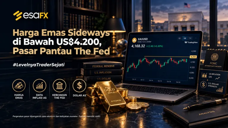 Harga Emas Bergerak Sideways di Bawah US$4.200, Pasar Pantau The Fed