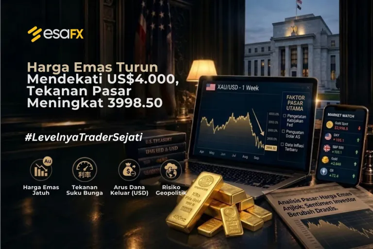 Harga Emas Turun Mendekati US$4.000, Tekanan Pasar Meningkat